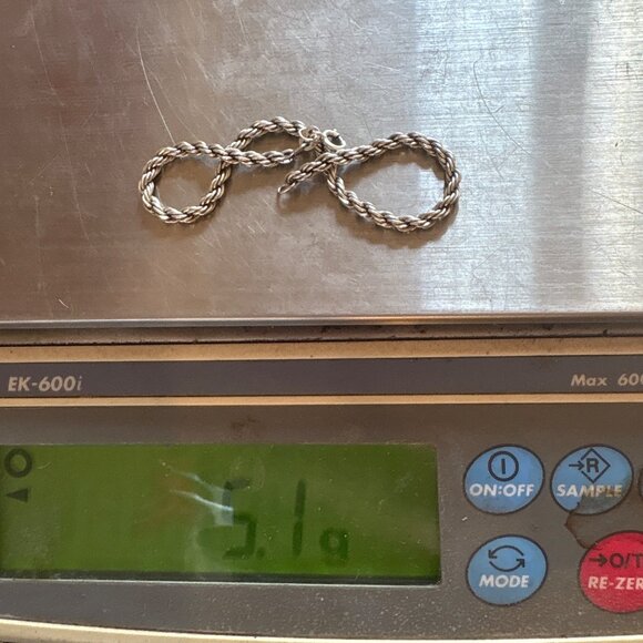 VTG Sterling Silver 925 Rope Chain Bracelet Spring Ring Clasp Size 7" Length - Picture 7 of 7